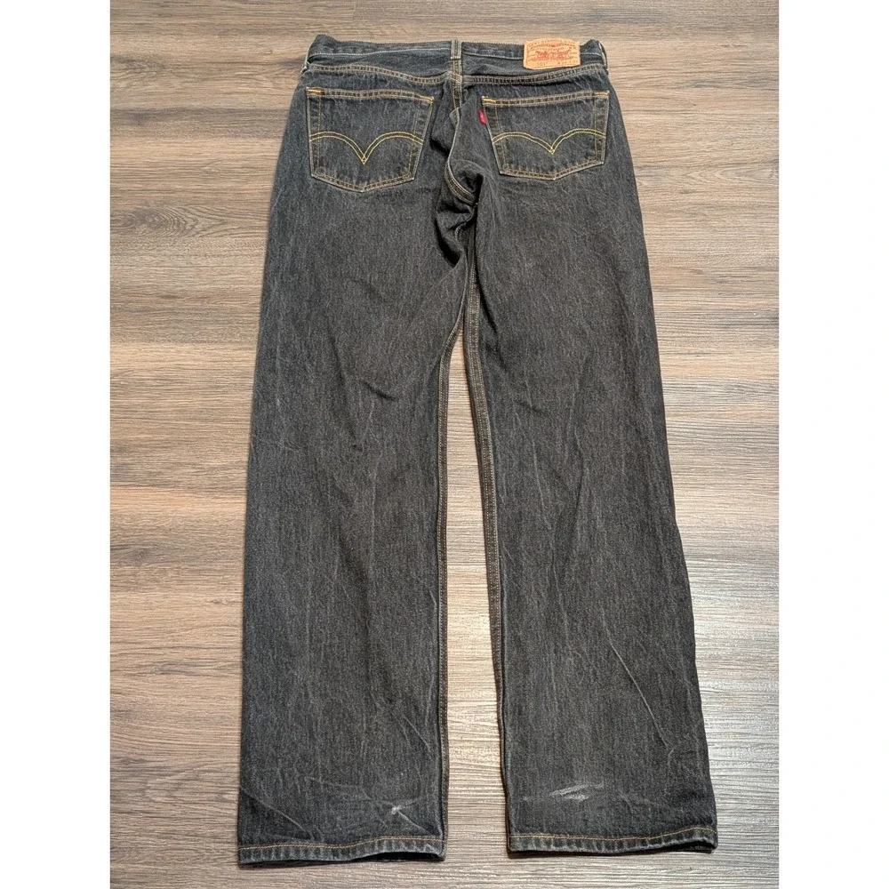 Levis 501 Original Mens‎ Straight Leg Button Fly Faded Black Jeans W34 L34